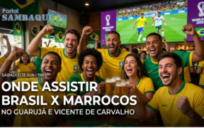 Torcida brasileira assistindo Copa do Mundo em bar no Guarujá